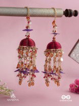 GULRATNA - JEWEL OF ROSES - HANDCRAFTED KALEERAS WITH PURPLE PETALS, PEARLS AND BEADS 