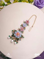 MADHUVRATA - SPRING BLOOM - DELICATE EMBROIDERED MAANGTIKA WITH FLORAL MOTIFS, BEADS AND PEARL DROPS