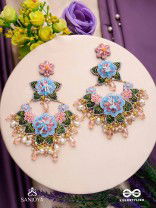MADHUVRATA - SPRING BLOOM - DELICATE EMBROIDERED EARRINGS WITH FLORAL MOTIFS, BEADS AND PEARL DROPS