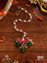 SHASHIRATNA- JEWEL OF THE MOON - HANDMADE KUNDAN SET WITH NECKLACE, EARRINGS AND MAANGTIKA