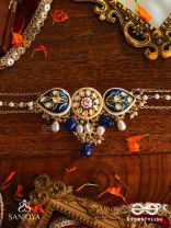 NILACHANDRIKA- MOONLIGHT OF THE BLUE SKY -HANDMADE KUNDAN SET WITH NECKLACE AND EARRINGS 