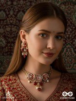 ARUNAMUKHI- FACE OF THE RED SUN - HANDMADE KUNDAN SET WITH NECKLACE AND EARRINGS 