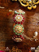 VIBHAVARI - NIGHT FULL OF SPLENDOR - MULTI-COLOR ENAMELLED KUNDAN BRACELET WITH PEARLS AND BEADS