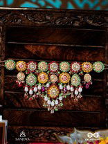 VIBHAVARI - NIGHT FULL OF SPLENDOR - MULTI-COLOR ENAMELLED KUNDAN NECKLACE WITH PEARLS AND BEADS