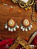 VIBHAVARI - NIGHT FULL OF SPLENDOR - MULTI-COLOR ENAMELLED KUNDAN EARRINGS WITH PEARLS AND BEADS