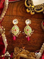 TARUNYA - YOUTHFUL CHARM - ELEGANT KUNDAN EARRINGS WITH ENAMEL ACCENTS AND COLORFUL BEADS