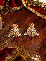 DIVYANJALI - DIVINE OFFERING-  KUNDAN, PEARLS, AND RED STONES HANDMADE EARRINGS
