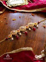 DIVYANJALI - DIVINE OFFERING-  KUNDAN, PEARLS, AND RED STONES HANDMADE NECKLACE