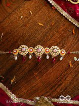 DIVYANJALI - DIVINE OFFERING-  KUNDAN, PEARLS, AND RED STONES HANDMADE NECKLACE