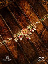 SUNDARIKA - BEAUTIFUL ONE - INTRICATE KUNDAN NECKLACE WITH ENAMEL WORK AND PEARL DROPS