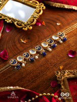 SHITALA - COOL AND CALM- KUNDAN, BLUE STONES, AND PEARLS HANDMADE NECKLACE 