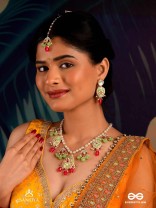 TARUNYA - YOUTHFUL CHARM - HANDMADE KUNDAN SET WITH NECKLACE, EARRINGS AND MAANGTIKA