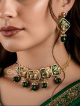 VANASHREE - QUEEN OF THE FOREST- HANDMADE KUNDAN SET WITH NECKLACE AND EARRINGS 