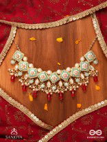 ANUPAMA - INCOMPARABLE BEAUTY - STATEMENT ENAMELLED KUNDAN NECKLACE WITH DAZZLING PEARLS, BEADS AND GEMS