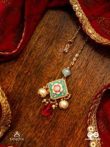 ANUPAMA - INCOMPARABLE BEAUTY - STATEMENT ENAMELLED KUNDAN MAANGTIKA WITH DAZZLING PEARLS, BEADS AND GEMS