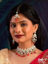 ANUPAMA - INCOMPARABLE BEAUTY - STATEMENT ENAMELLED KUNDAN MAANGTIKA WITH DAZZLING PEARLS, BEADS AND GEMS