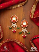 ANUPRITA - DIVINELY ADORNED - TRADITIONAL KUNDAN EARRINGS WITH PEARL AND BEADS