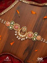 VIBHAVATI - ADORNED WITH RICHNESS - EXQUISITE KUNDAN CHOKER WITH ENAMELLED POLKI DESIGN, PEARLS AND GEMSTONES
