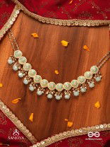 VARUNIKA - GODDESS OF WATER - GRACEFUL BLUE ENAMEL KUNDAN CHOKER WITH LUSTROUS DROPS