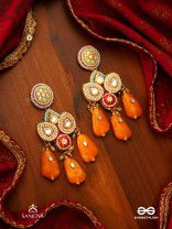 VASANTINI - SPRING’S BEAUTY - GRAND KUNDAN EARRINGS WITH PEARLS, BEADS AND GEM FRINGES
