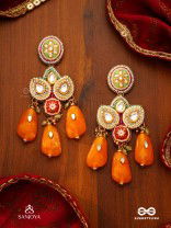 VASANTINI - SPRING’S BEAUTY - GRAND KUNDAN EARRINGS WITH PEARLS, BEADS AND GEM FRINGES