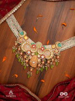 VASANTINI - SPRING’S BEAUTY - GRAND KUNDAN MULTI-CHAIN NECKLACE WITH PEARLS, BEADS AND GEM FRINGES