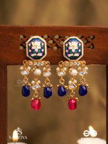 SANDHYARAGA - EVENING HUES - EXQUISITE KUNDAN EARRINGS WITH ENAMELLING AND GEM DROPS