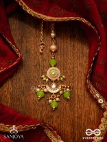 HARITRINA - VERDANT BEAUTY - KUNDAN DAINTY GOLDEN MAANGTIKA WITH HANDCRAFTED FLORAL ENAMEL WORK