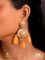 SHATRUNJAYA - CONQUEROR’S GLORY - GRAND HERITAGE KUNDAN EARRINGS WITH ENAMELLED ACCENTS AND ORANGE GEMS