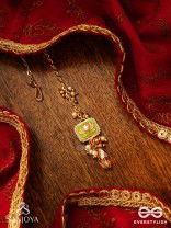 MRINALIKA - LOTUS PETAL - GRACEFUL ENAMELLED HANDCRAFTED KUNDAN MAANGTIKA WITH SOFT PASTEL GEMSTONES