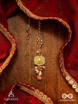 MRINALIKA - LOTUS PETAL - GRACEFUL ENAMELLED HANDCRAFTED KUNDAN MAANGTIKA WITH SOFT PASTEL GEMSTONES