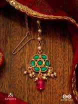 ANURAGA - LOVE’S EMBRACE - HERITAGE-INSPIRED KUNDAN POLKI MAANGTIKA WITH DAINTY BEADED DROPS