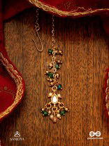 VARSHALEKHA - RAINFALL STROKES - ROYAL HERITAGE MULTI-STRAND KUNDAN MAANGTIKA WITH PEARL STRINGS AND POLKI DROPS