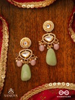 SHITALA - COOLING GRACE - CLASSIC GREEN KUNDAN POLKI EARRINGS WITH GOLDEN DETAILS AND SOFT GEM ACCENTS