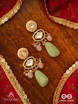 SHITALA - COOLING GRACE - CLASSIC GREEN KUNDAN POLKI EARRINGS WITH GOLDEN DETAILS AND SOFT GEM ACCENTS
