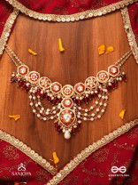 JWLALA - FLAME-LIKE BEAUTY - MAJESTIC HANDCRAFTED KUNDAN NECKLACE WITH ORNATE RED AND GOLDEN DETAILS