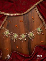 MADHURIMA - SWEET ELEGANCE - HANDCRAFTED HERITAGE KUNDAN CHOKER WITH GOLDEN POLKI AND GEM DROPS