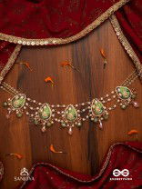 MADHURIMA - SWEET ELEGANCE - HANDCRAFTED HERITAGE KUNDAN CHOKER WITH GOLDEN POLKI AND GEM DROPS