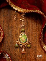 MADHURIMA - SWEET ELEGANCE - HANDCRAFTED HERITAGE KUNDAN MAANGTIKA WITH GOLDEN POLKI AND GEM DROPS