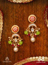 SUVARNACHANDRA - GOLDEN MOON - ROYAL KUNDAN EARRINGS WITH ORNATE CRESCENT DESIGNS AND GEM EMBELLISHMENTS