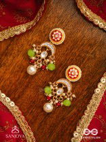 SUVARNACHANDRA - GOLDEN MOON - ROYAL KUNDAN EARRINGS WITH ORNATE CRESCENT DESIGNS AND GEM EMBELLISHMENTS