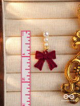 RUBY GRACE - TIMELESS RED BOW & PEARL EARRINGS