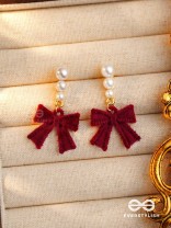 RUBY GRACE - TIMELESS RED BOW & PEARL EARRINGS