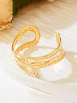 AURIC SWIRL - CONTEMPORARY GOLDEN TWIST RING+ TWISTED GLEAM- SLEEK AND POLISHED METALLIC CUFF BRACELET