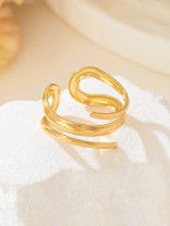 AURIC SWIRL - CONTEMPORARY GOLDEN TWIST RING+ TWISTED GLEAM- SLEEK AND POLISHED METALLIC CUFF BRACELET