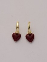 SCARLET CHARM - DAINTY HOOPS WITH A DEEP RED HEART