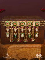 RANIRAGA - QUEEN’S MELODY- EXQUISITE KUNDAN NECKPIECE WITH FLORAL ENAMEL WORK, BEADS AND PEARLS