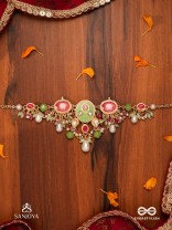 KARUNYA - GRACEFUL AURA- INTRICATE KUNDAN ENAMELLED NECKPIECE WITH PEARLS, BEADS AND GEMSTONES