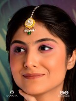 KANAKSHOBHA - GOLDEN GRACE- TRADITIONAL KUNDAN MAANGTIKA WITH BEADS AND PEARLS