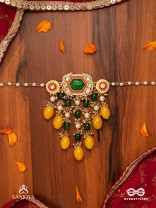 PITAMBRINI - ADORNED IN YELLOW- KUNDAN HANDCRAFTED NECKPIECE WITH PEARLS AND BEADS